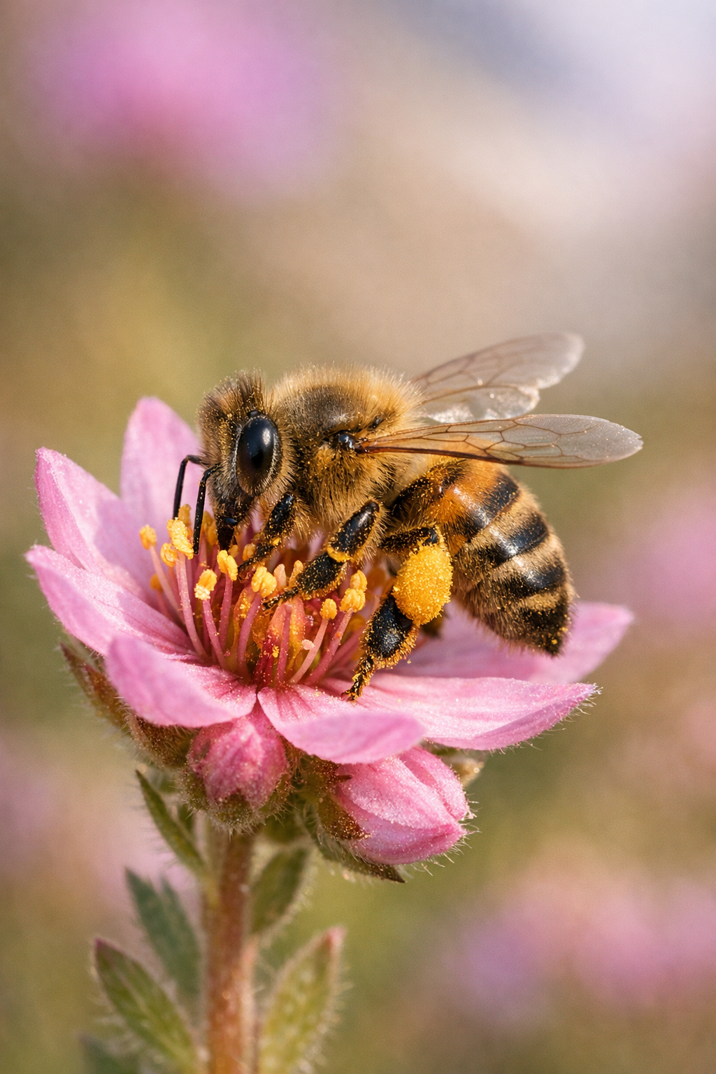 Close-up of a honey bee on a flower